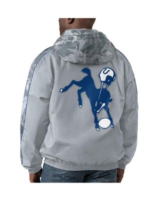 Men's Gray Distressed Indianapolis Colts Thursday Night Gridiron Throwback Full-Zip Jacket