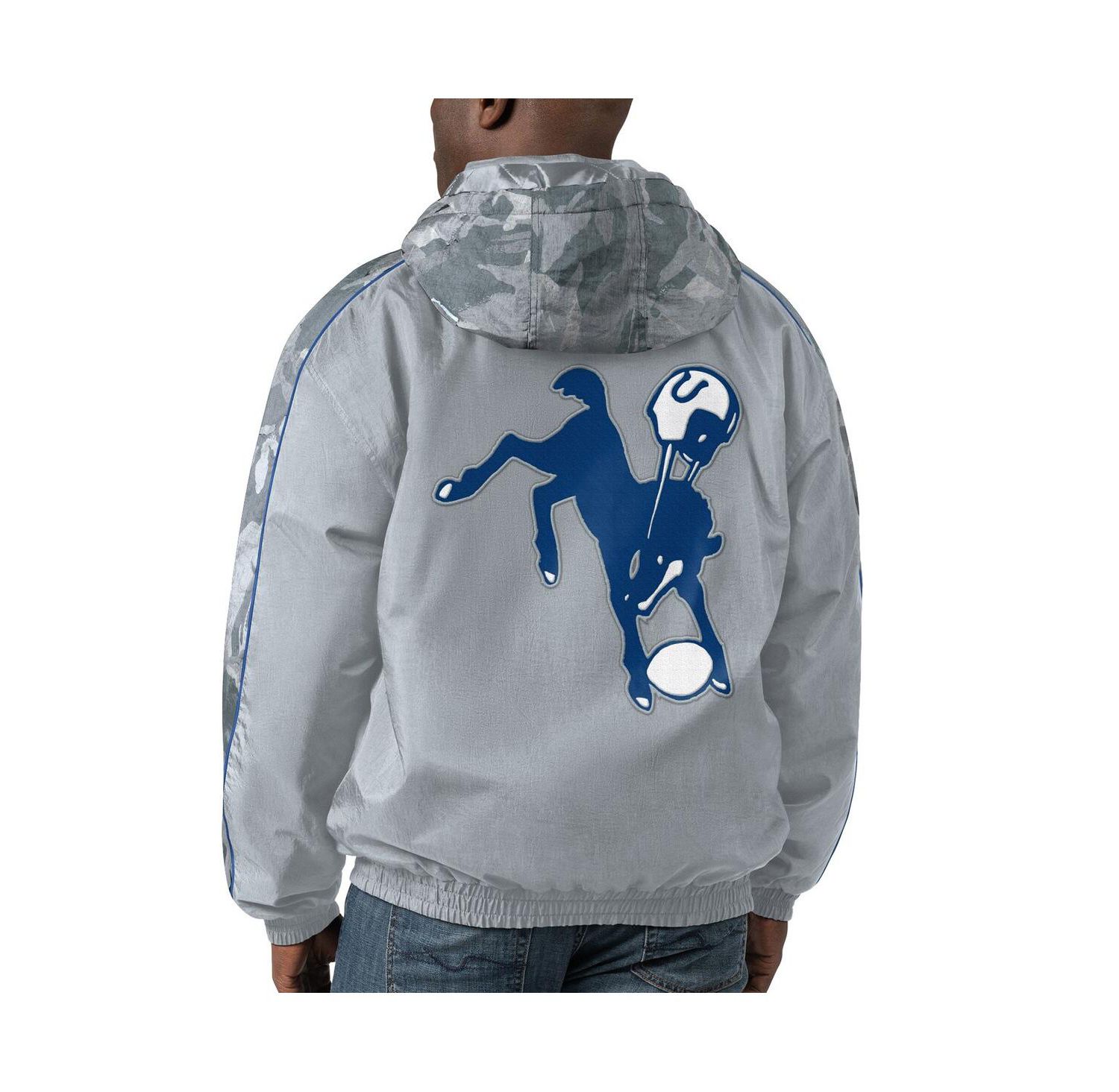 Men's Gray Distressed Indianapolis Colts Thursday Night Gridiron Throwback Full-Zip Jacket