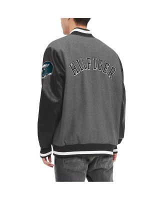 Men's Heather Gray, Black Philadelphia Eagles Gunner Full-Zip Varsity Jacket
