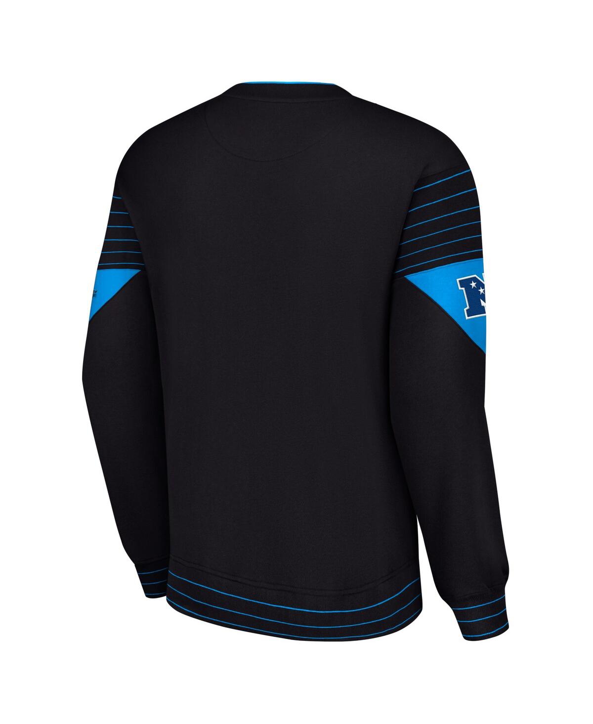 Shop Starter Men's  Black Carolina Panthers Face-off Pullover Sweatshirt