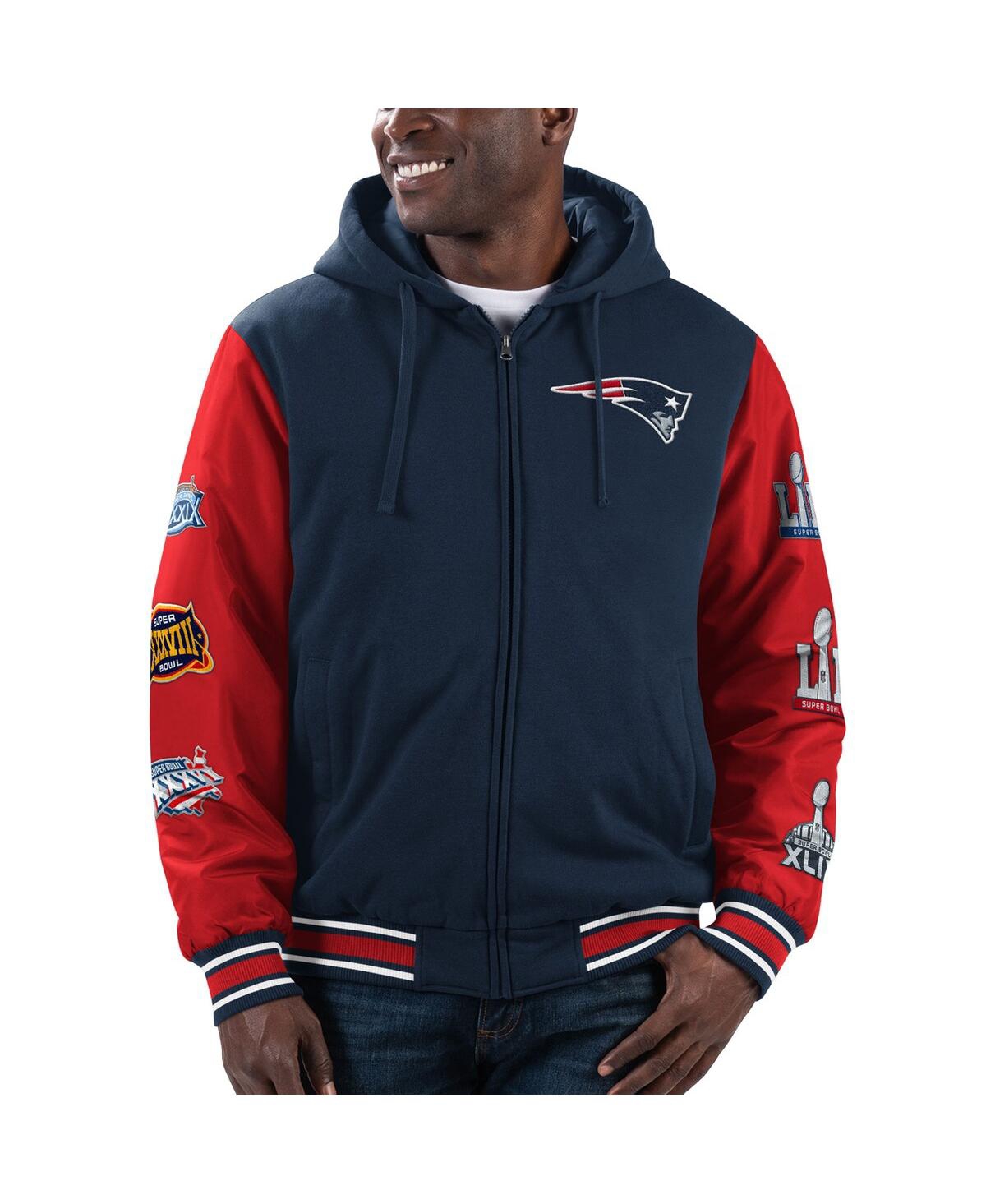 Men's G-iii Sports by Carl Banks Navy, Red New England Patriots Player Option Full-Zip Hoodie Jacket - Navy, Red