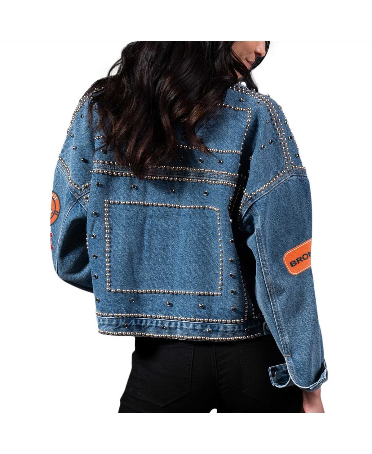 Shop G-iii 4her By Carl Banks Women's  Denver Broncos First Finish Medium Denim Full-button Jacket In Blue