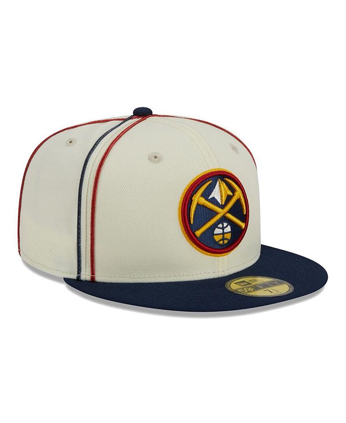 New Era Men's Cream, Navy Denver Nuggets Piping 2-Tone 59FIFTY Fitted ...