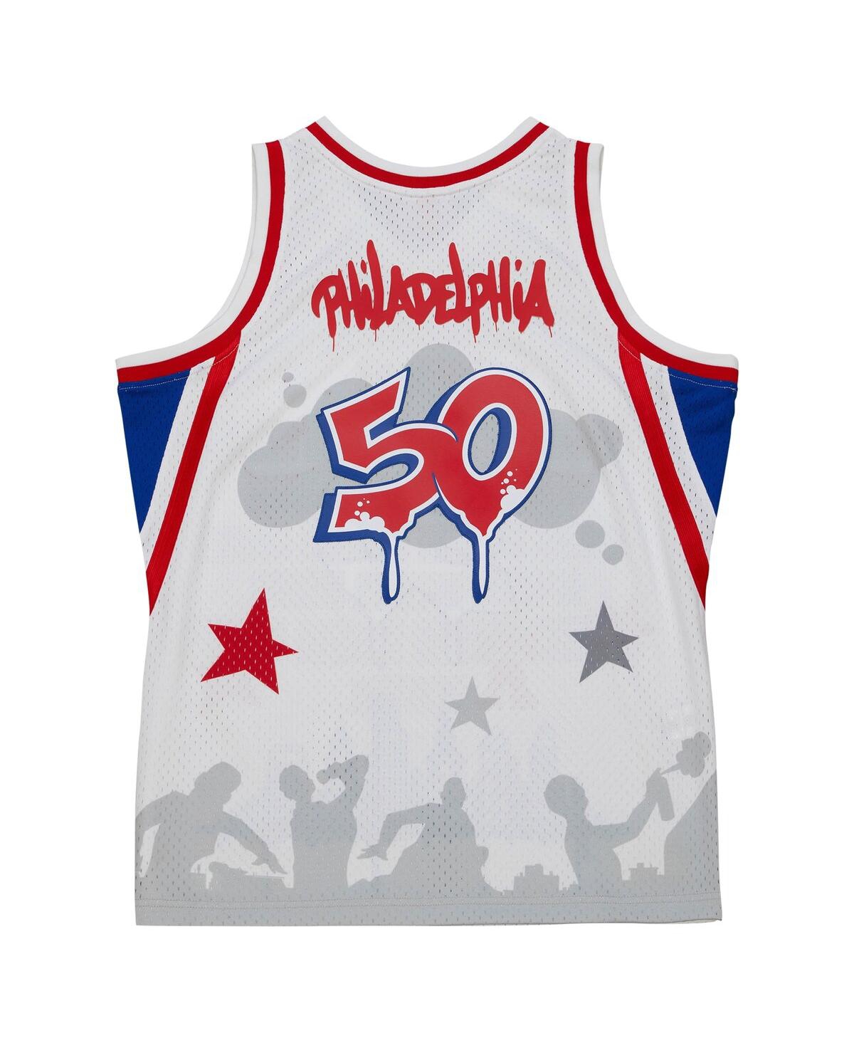 Men's Mitchell & Ness x Tats CruPhiladelphia 76ers Hardwood Classics Fashion Jersey - White
