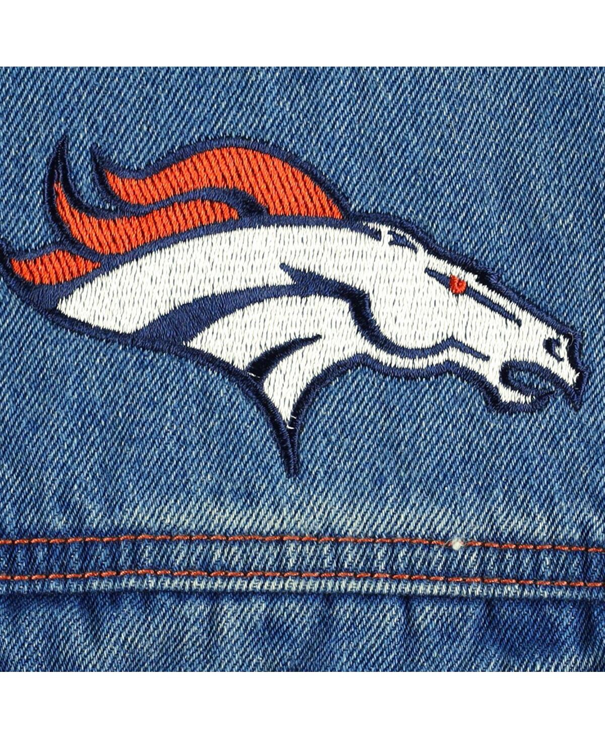 Shop The Wild Collective Men's  Denim Denver Broncos Hooded Full-button Denim Jacket