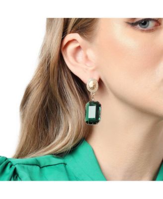 Women's Green  Stone Drop Earrings