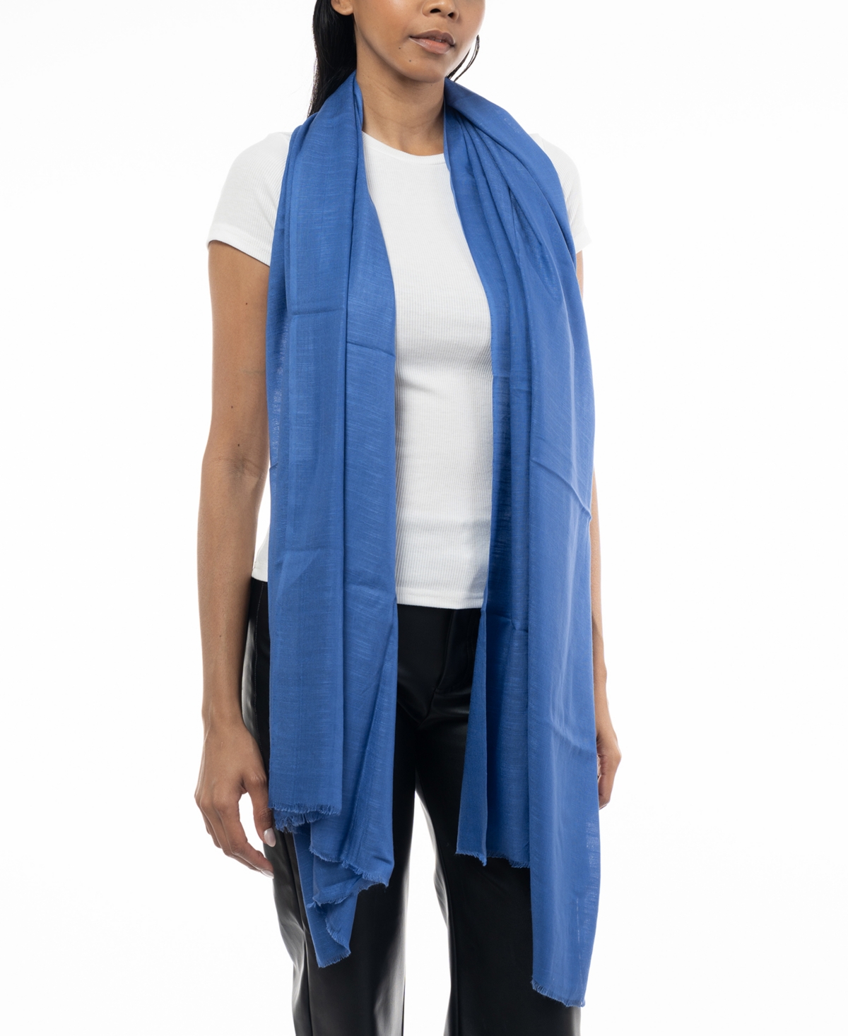 On 34th Women's Soft Sheen Fringe-trim Scarf, Created For Macy's In Royal Blue