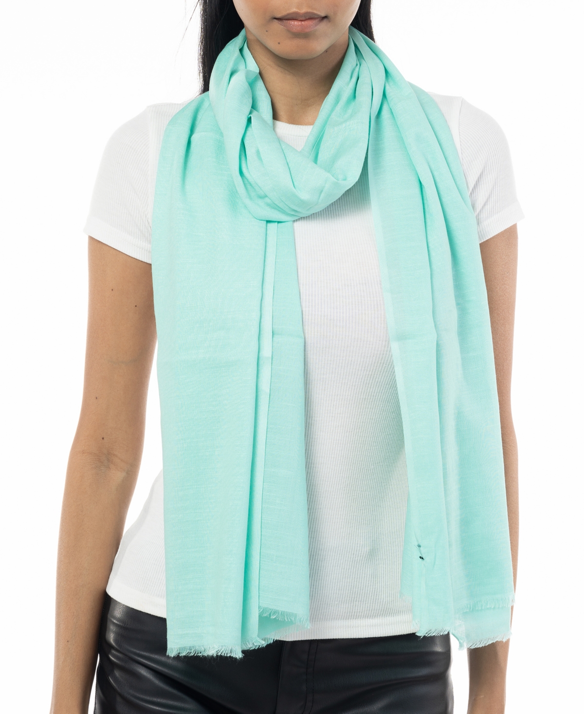 On 34th Women's Soft Sheen Fringe-trim Scarf, Created For Macy's In Turquoise