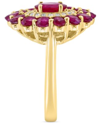 EFFY&reg; Ruby (4-1/3 ct. t.w.) & Diamond (1/5 ct. t.w.) Flower Ring in 14k Gold
