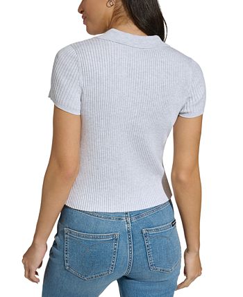Calvin Klein Jeans Petite Ribbed Polo Shirt - Macy's
