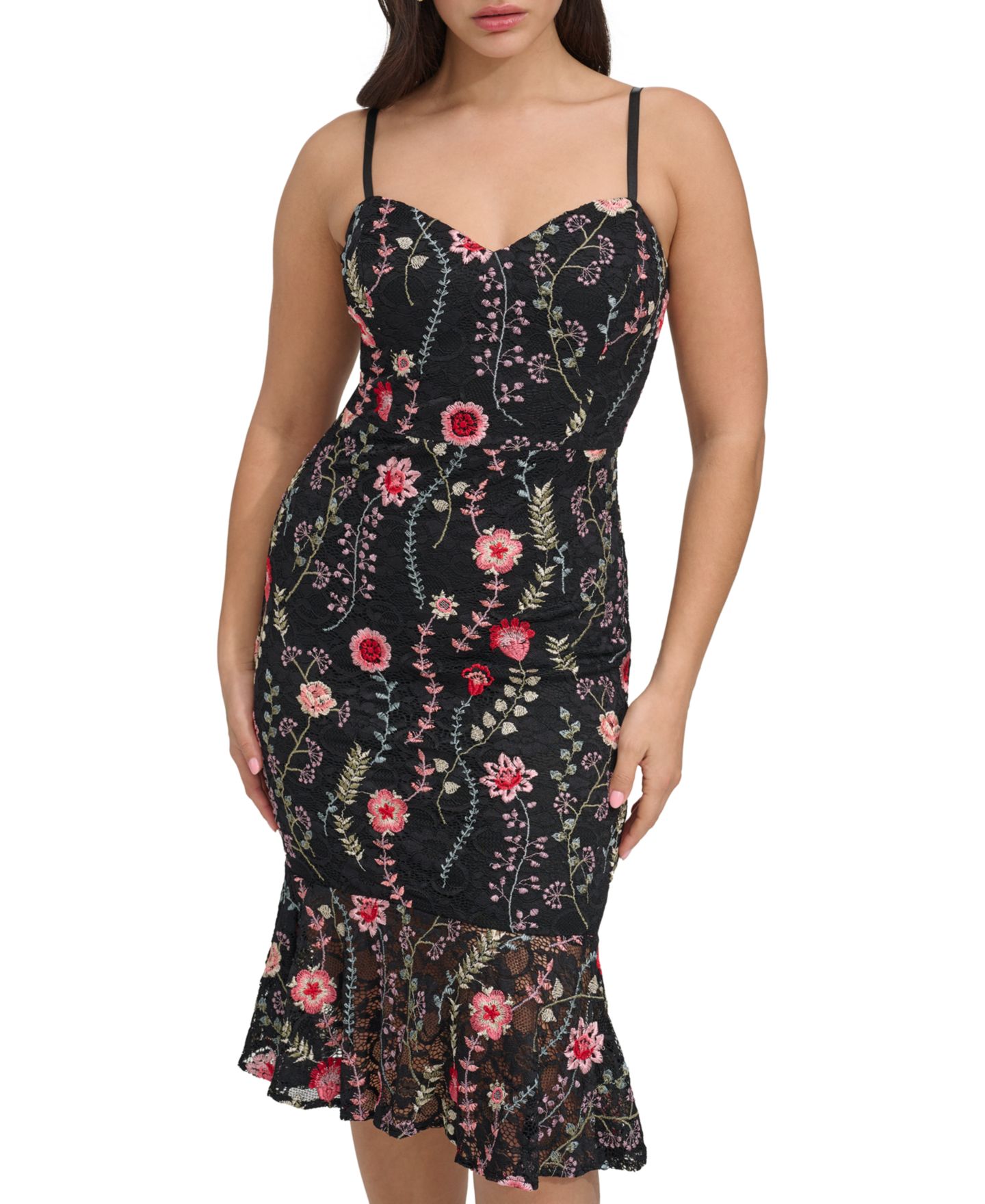Женское платье Siena Floral-Print Embroidered Lace Midi, цвет: Чёрный разноцветный — фото 4