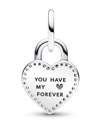 Sterling Silver and 14K Rose Gold Padlock Heart Charm