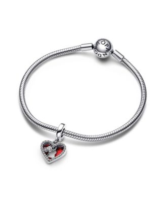 Sterling Silver Padlock Heart Double Dangle Charm
