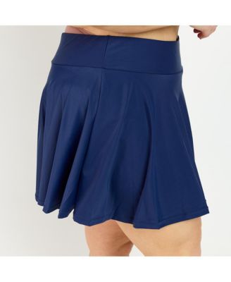 Plus Size High Waisted Chlorine Resistant Flowy Swim Skort With Attached Shorts
