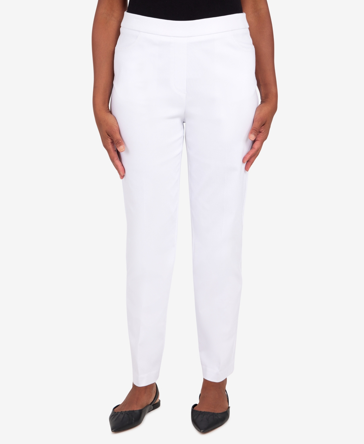 Alfred Dunner Women's Super Stretch Mid- Rise Average Length Denim Pant In White