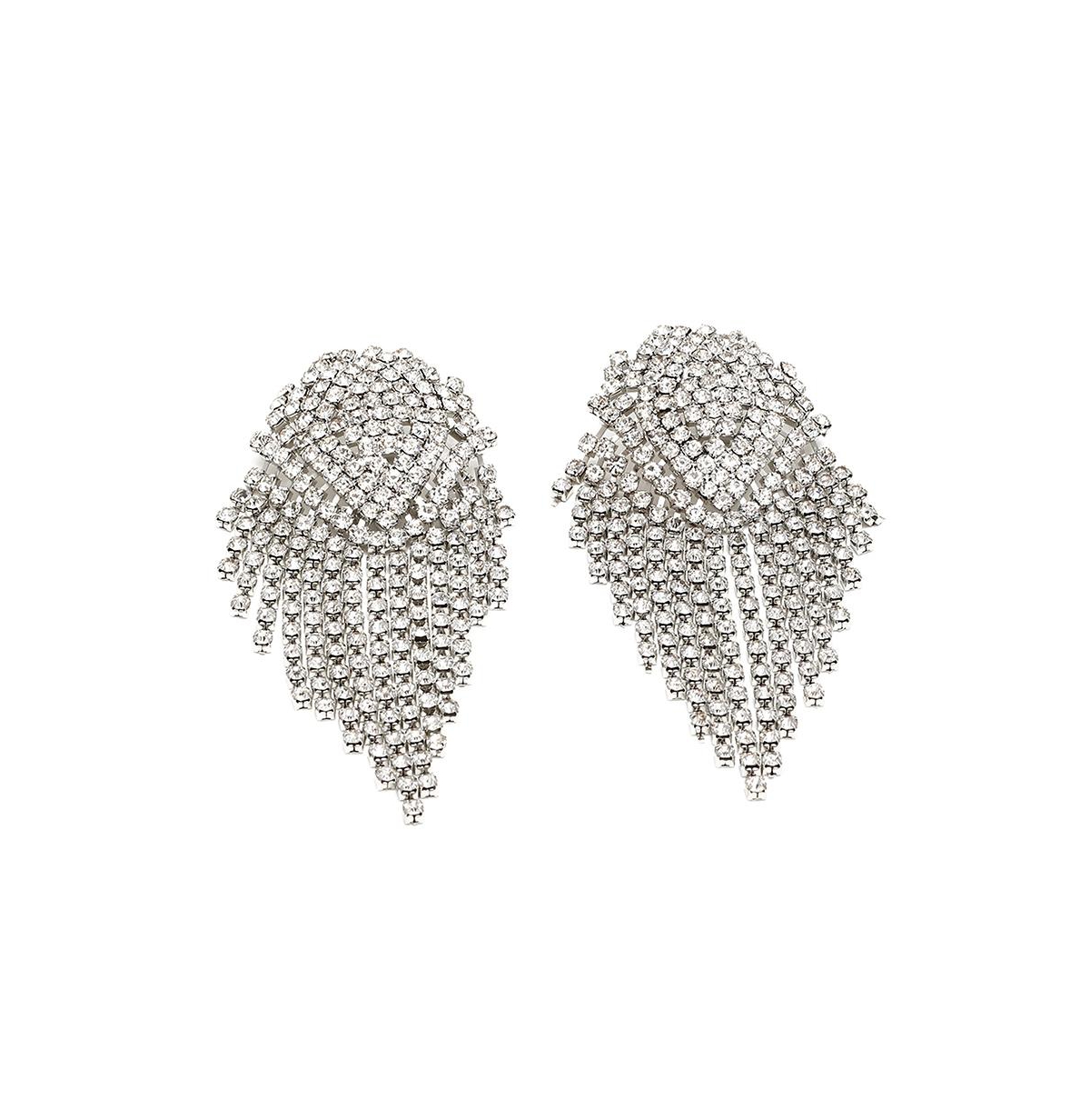 Sohi Women's Silver Bling Cluster Drop Earrings - Silver