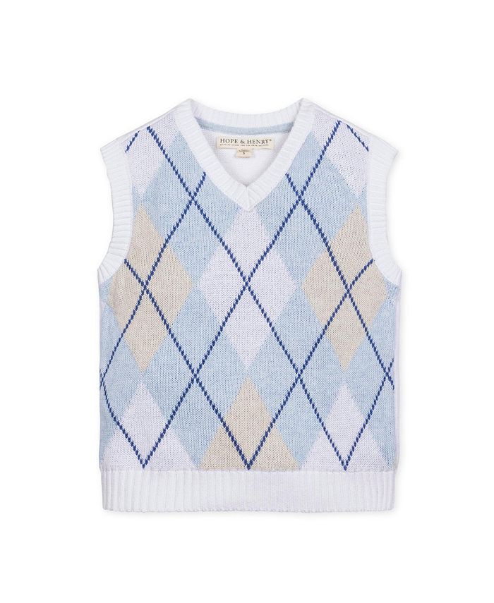 Hope & Henry Boyss' Organic V-Neck Argyle Sweater Vest, Kids - Macy's