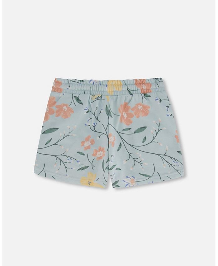 Deux Par Deux Printed French Terry Dress - Baby Blue Flowers