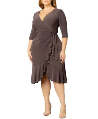 Plus Size Whimsy Ruffled Midi Wrap Dress