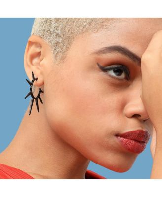 Women's Black  Spike Hoop Earrings