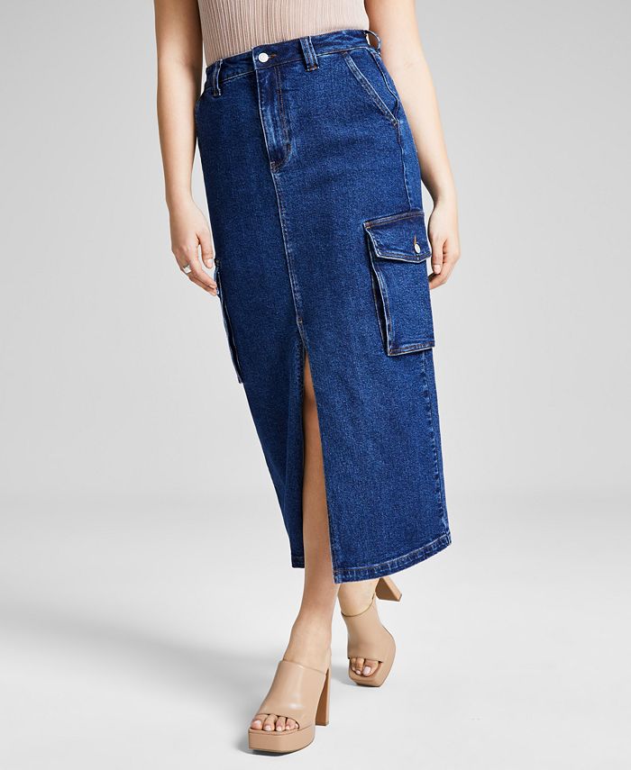 [預訂] Denim cargo maxi skirt