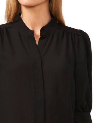 Women's Elbow Sleeve Collared Button Down Blouse