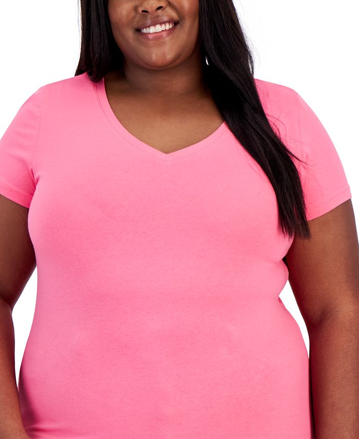 Aveto Trendy Plus Size Fitted V-Neck T-Shirt - Macy's
