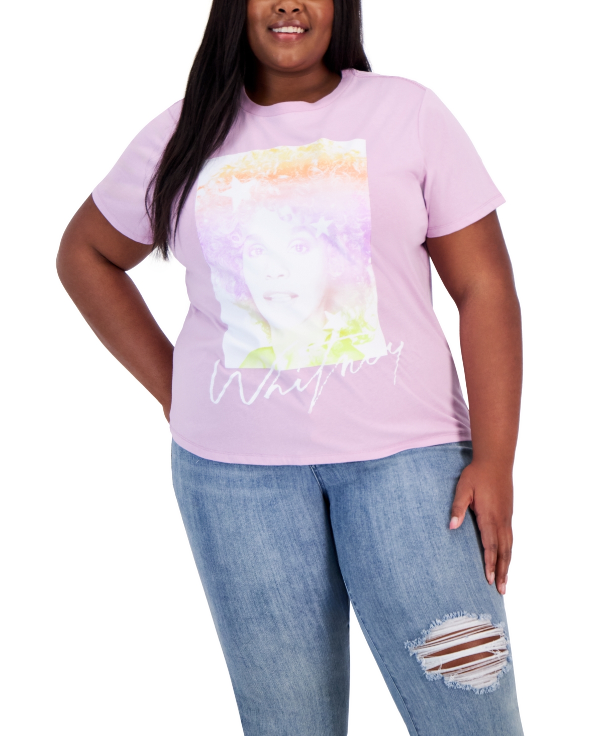 Grayson Threads, The Label Trendy Plus Size Whitney Cotton T-shirt In Purple
