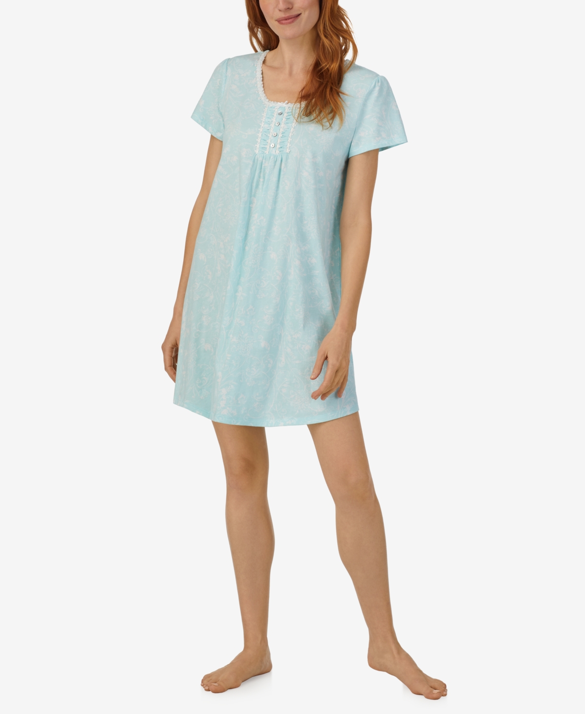 Aria Women's Cap Sleeve Sleepshirt Nightgown In Blue Print
