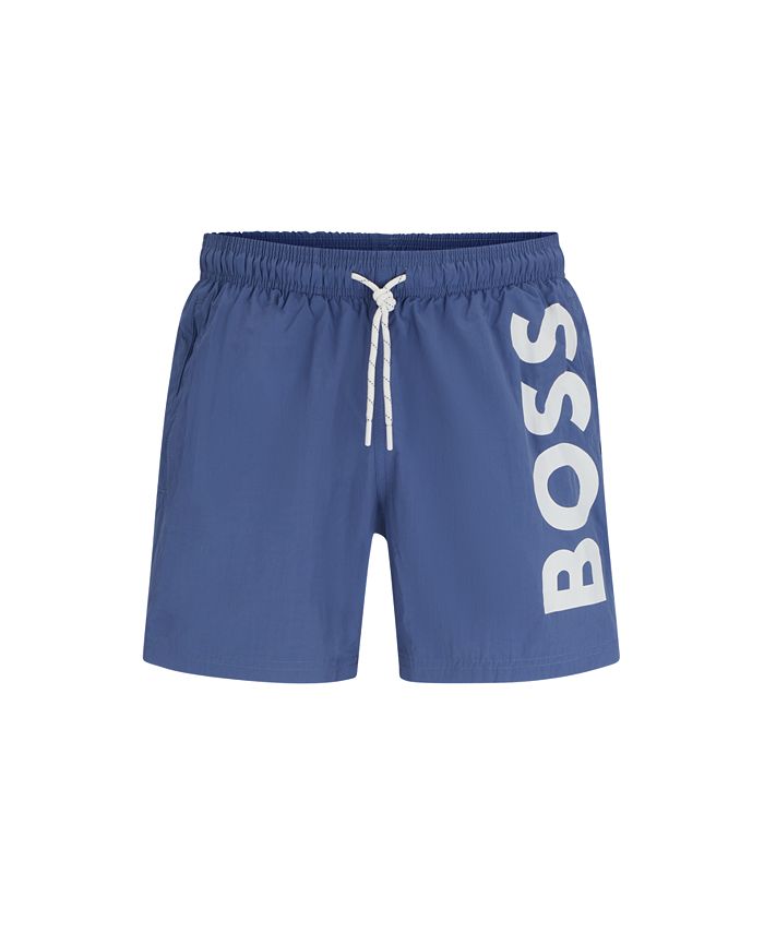 Hugo Boss Men's Quick-Dry Large Logo Print Swim Shorts - Macy's