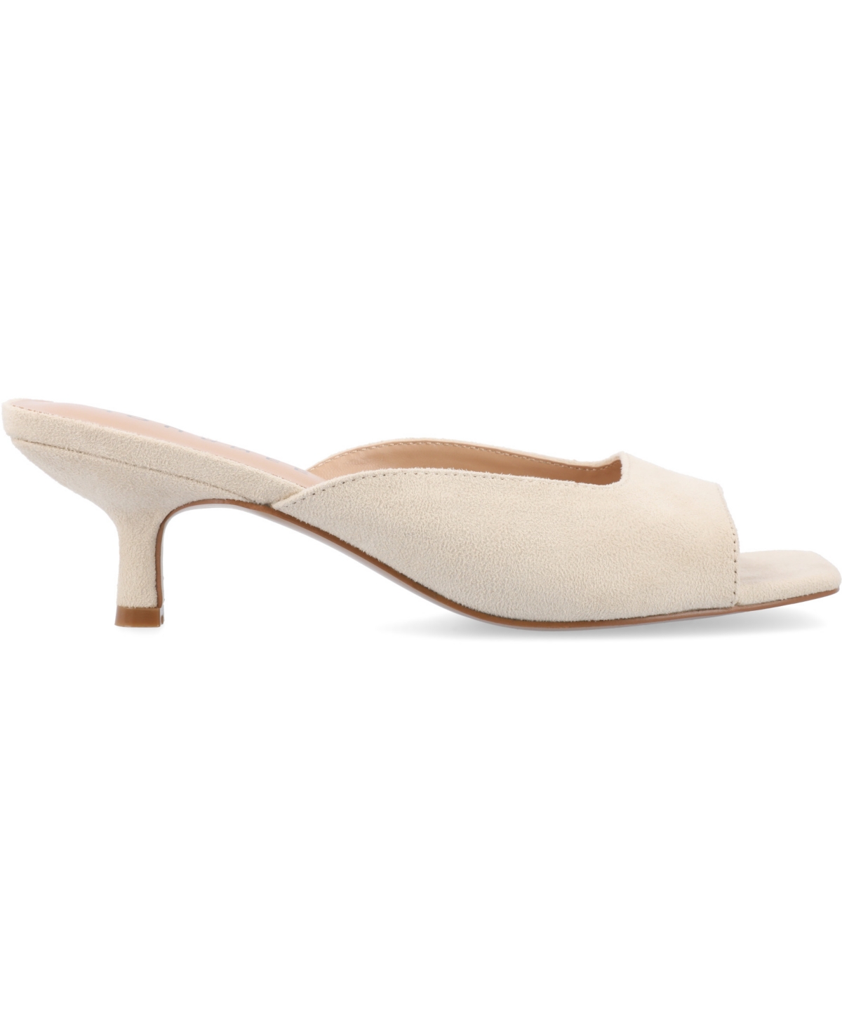 Shop Journee Collection Women's Larna Square Toe Slip On Kitten Heels In Bone