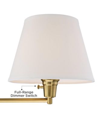 Clement Modern Swing Arm Wall Lamps Set of 2 Plug-in Fixtures with White Linen Shade for Bedroom, Bedside, Living Room or Reading