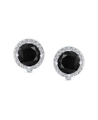 Classic 2CT Round CZ Cubic Zirconia Solitaire Halo Clip On Stud Earrings Non Pierced 7MM
