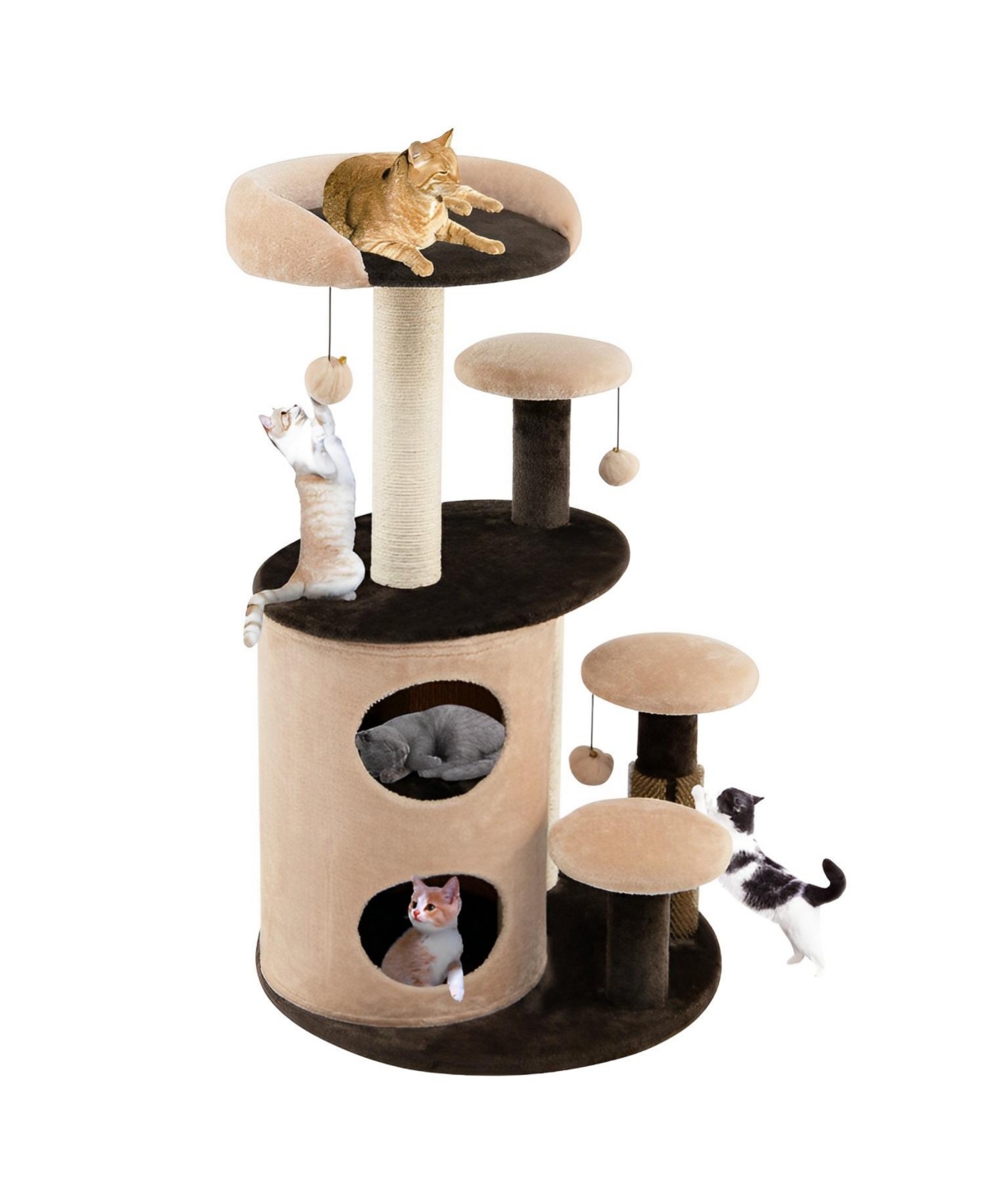 40 Inch Cat Tree Tower Multi-Level Activity Tree with 2-Tier Cat-Hole Condo - Brown