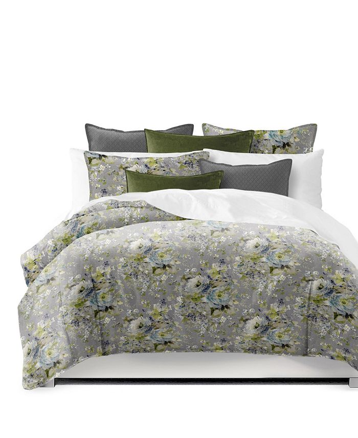 6ix Tailors Fine Linens Soho Gray Super Queen Duvet Cover & 2 Shams Set, Plus 2 Bonus Cushions