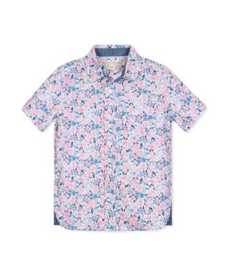 Boys' Short Sleeve Linen Shirt with Side Vent, Kids