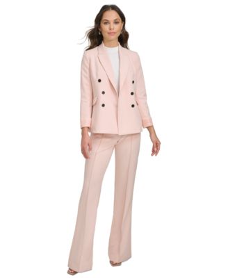 Dkny Petite Double Breasted Blazer Wide Leg Pants In Pale Blush