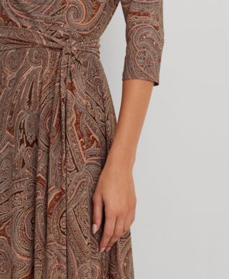 Lauren Ralph Lauren Women's Paisley Surplice Stretch Jersey Dress - Macy's