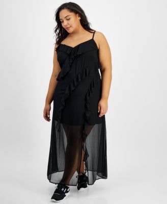 Bar III Trendy Plus Size Ruffled Chiffon Maxi Dress Created for Macy s Macy s