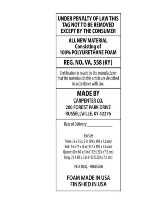 Serene 3" Foam Mattress Topper, King