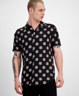 CRWTH - Men's Roaring Tiger Regular-Fit Printed Button-Down Shirt