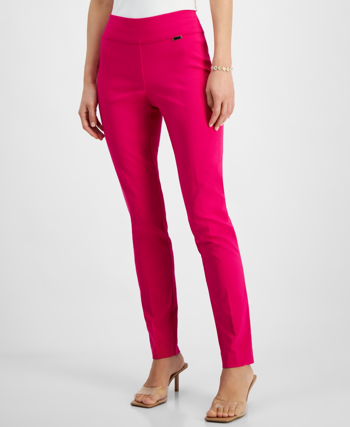 Plus and Petite Plus Size Tummy-Control Skinny Pants, Created for Macy's - Pink Dragonfruit