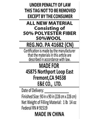 WonderWool Quilted Down-Alternative Blanket, Twin