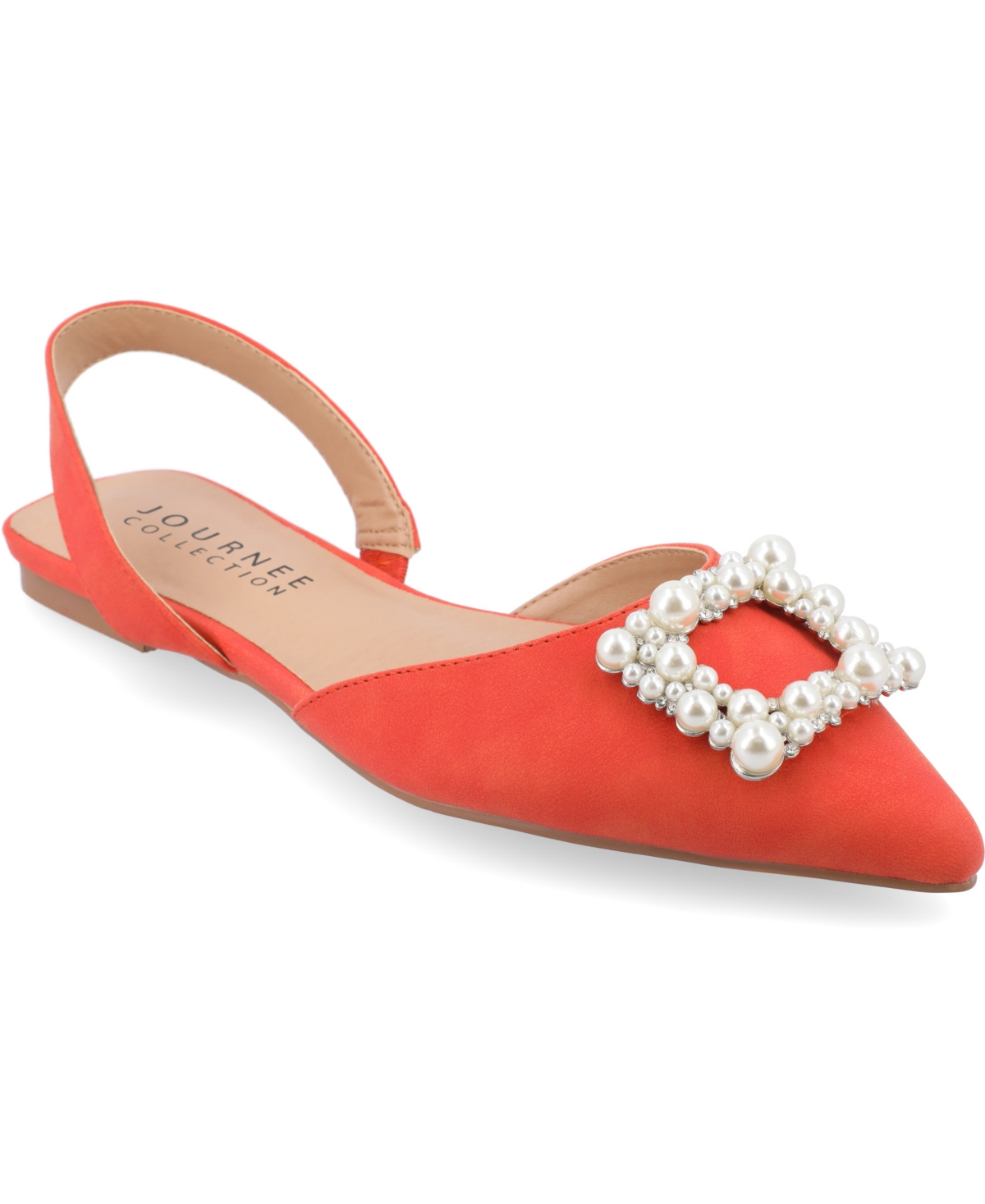 Shop Journee Collection Women's Hannae Embellished Slingback Flats In Orange