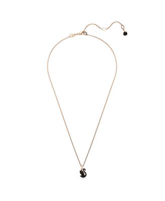 Swan, Small, Black, Rose Gold-Tone Iconic Swan Pendant Necklace