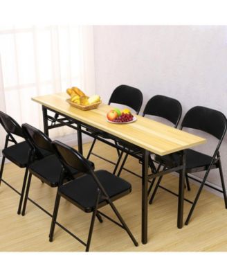 SUGIFT 4/6/10-Pack Folding Chair Set with Fabric Upholstered Padded Seat Metal Frame for Home Office Dining Room-6 Pack