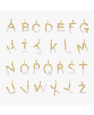 Cultured Pearl Pave Initial Necklace