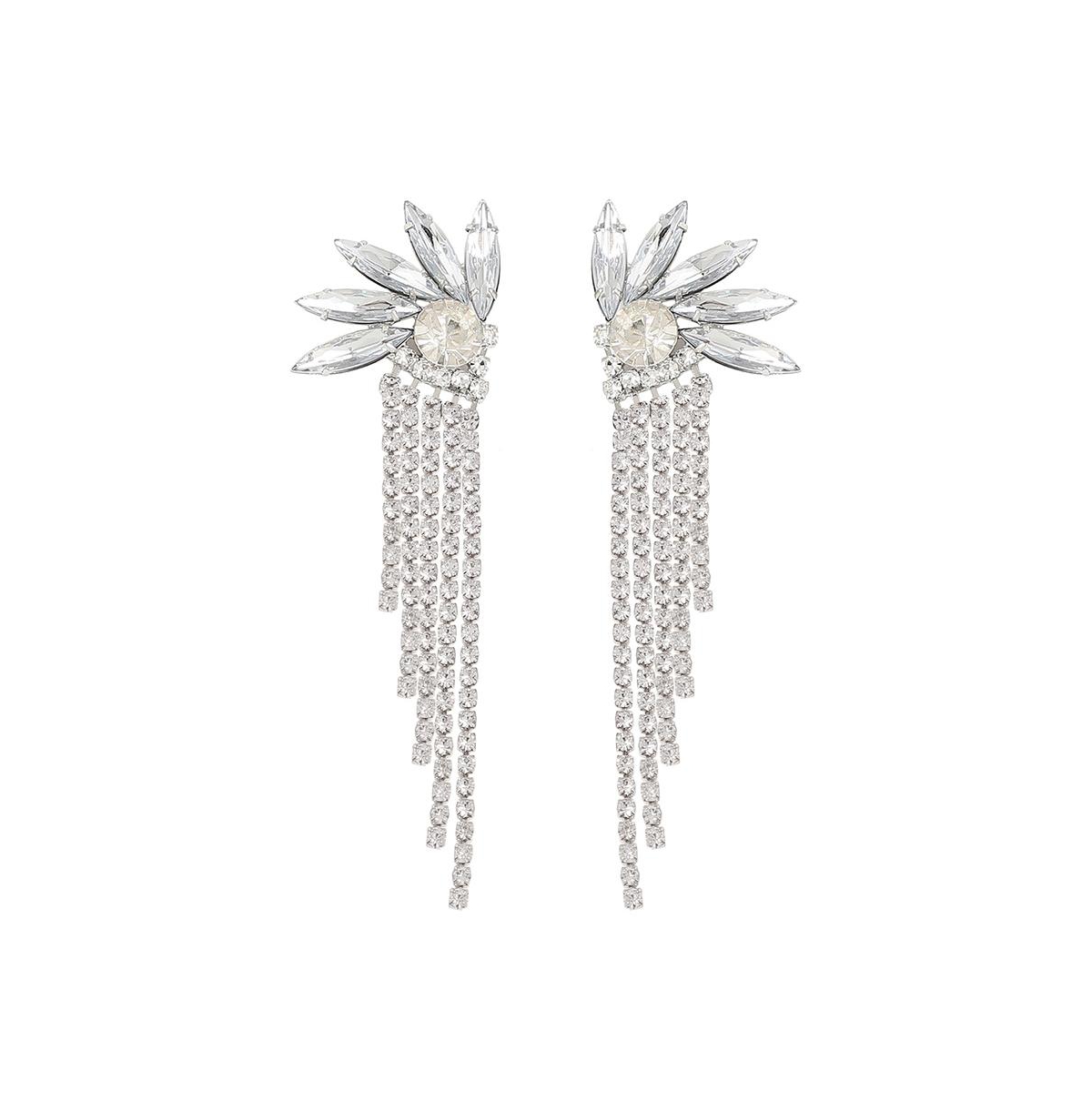Sohi Women's Silver Bling Drop Earrings