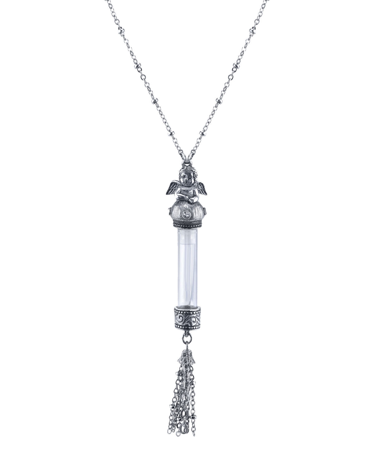 2028 Crystal Angel Glass Vile Necklace In Gray