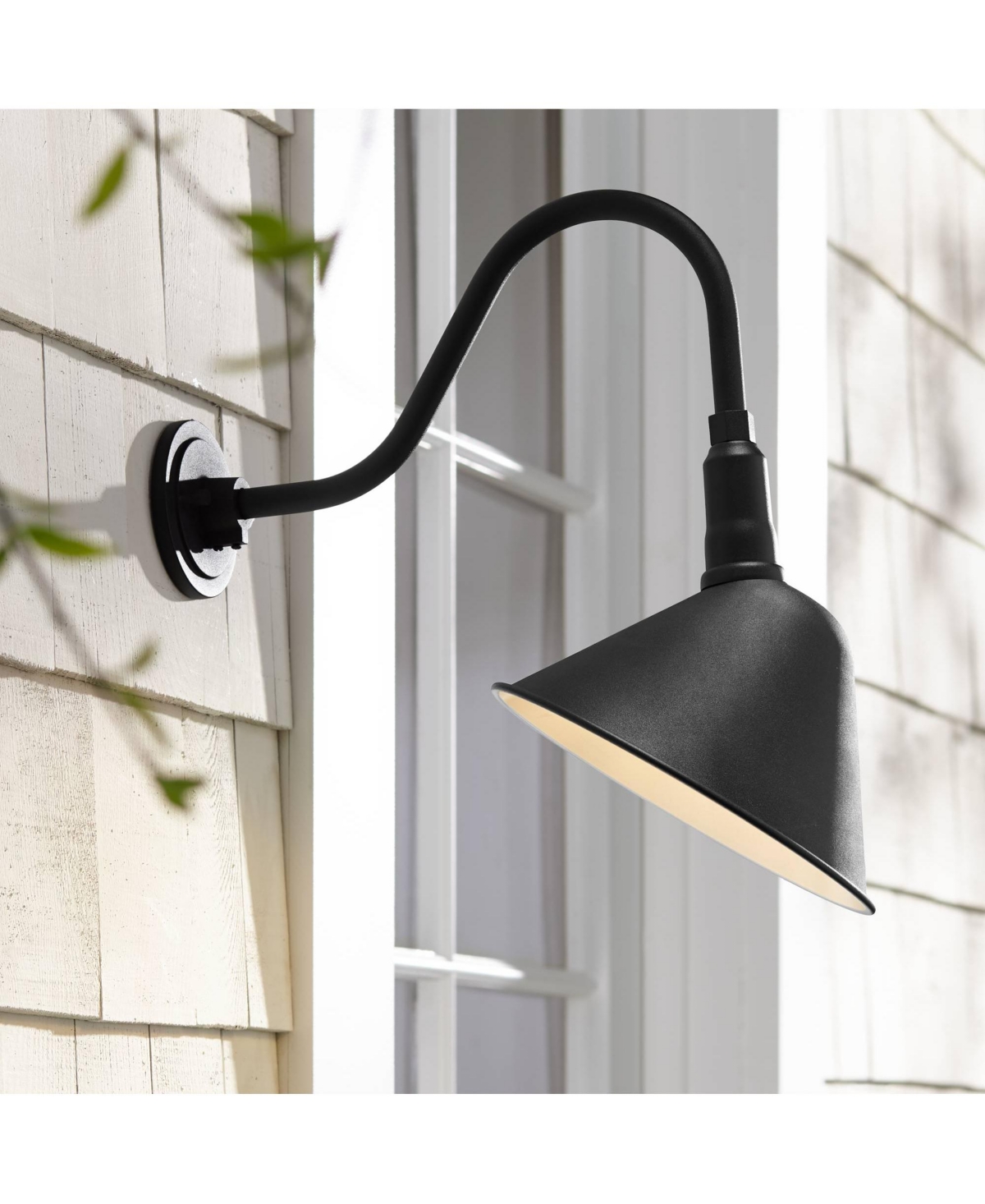 Neihart Rustic Industrial Outdoor Barn Wall Light Fixture Black Metal 18" Curving Gooseneck Arm Rlm for Exterior House Porch Patio Outside Deck Garage